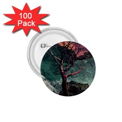 Night Sky Nature Tree Night Landscape Forest Galaxy Fantasy Dark Sky Planet 1 75  Buttons (100 Pack)  by Posterlux