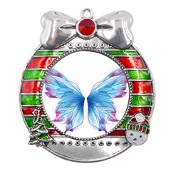 Butterfly-drawing-art-fairytale  Metal X mas Ribbon With Red Crystal Round Ornament by saad11