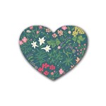 Spring design  Rubber Heart Coaster (4 pack) Front