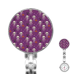 Skull Halloween Pattern Stainless Steel Nurses Watch by Maspions