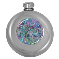 Blend  Round Hip Flask (5 Oz) by kaleidomarblingart