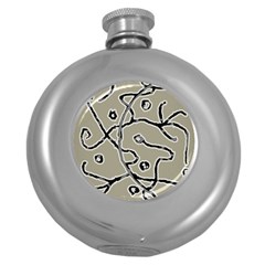 Sketchy Abstract Artistic Print Design Round Hip Flask (5 Oz) by dflcprintsclothing