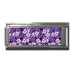 Purple Flowers 001 Purple Flowers 02 Superlink Italian Charm (9mm) by DinkovaArt