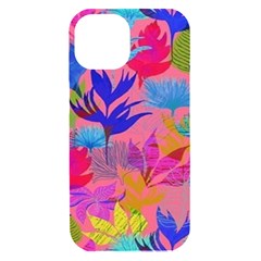 Pink And Blue Floral Iphone 15 Black Uv Print Pc Hardshell Case by Sparkle