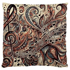 Paisley Print Musical Notes5 Standard Premium Plush Fleece Cushion Case (one Side) by RiverRootz