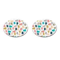 Cute Seamless Pattern Happy Kitty Kitten Cat Cufflinks (oval) by Hannah976