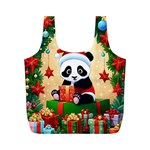 Schwarz Pandaweihnachten300dpi Full Print Recycle Bag (M) Back