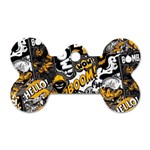 Boom Bang Art Crazy Drawing Graffiti Hello Retro Sayings Yellow Dog Tag Bone (Two Sides) Front