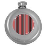 Dunkelrot4 Rosa Grau Streifen Dunkelrot3 Round Hip Flask (5 oz) Front