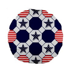 Patriotic Symbolic Red White Blue Standard 15  Premium Round Cushions by Ravend