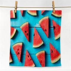 Watermelon Blue Background Face Towel by Azkajaya