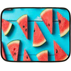 Watermelon Blue Background Fleece Blanket (mini) by Azkajaya