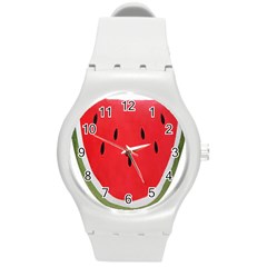 Watermelon Pillow Fluffy Round Plastic Sport Watch (m) by Azkajaya