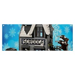 Winter Village Snow Brick Buildings Banner And Sign 8  X 3  by Azkajaya