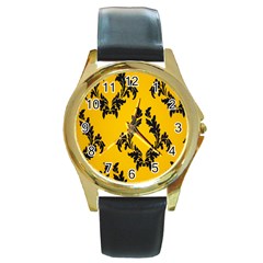 Zebra Zebra Pattern Zebra Fur Zebra Print Strip Round Gold Metal Watch by Azkajaya