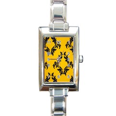 Yellow Regal Filagree Pattern Rectangle Italian Charm Watch by Azkajaya