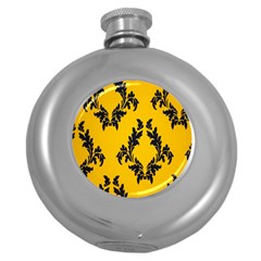 Yellow Regal Filagree Pattern Round Hip Flask (5 Oz) by Azkajaya