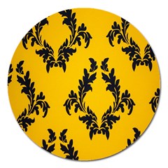 Yellow Regal Filagree Pattern Magnet 5  (round) by Azkajaya