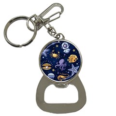 Marine Seamless Pattern Thin Line Memphis Style Bottle Opener Key Chain by Ket1n9