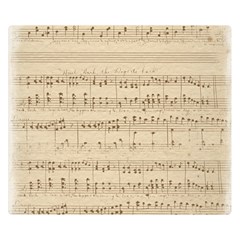 Vintage Beige Music Notes Premium Plush Fleece Blanket (small) by Loisa77