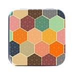 Hexagonal Pattern Vector Square Metal Box (Black) Front