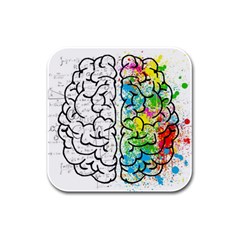 Brain Mind Psychology Idea Drawing Rubber Square Coaster (4 Pack) by Loisa77