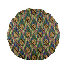 Tribal Background Boho Batik Standard 15  Premium Flano Round Cushions by anzea