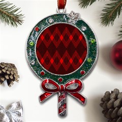 Pattern Red Black, Metal X mas Lollipop With Crystal Ornament by 2607694c