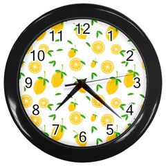 Illustrations Lemon Citrus Fruit Yellow Wall Clock (black) by anzea