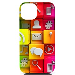 Colorful 3d Social Media Iphone 14 Black Uv Print Case by Ket1n9