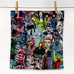 Vintage Horror Collage Pattern Face Towel by Ket1n9