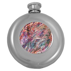 Abstract Summer Flow Round Hip Flask (5 Oz) by kaleidomarblingart