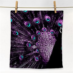 Purple Peacock Face Towel by Bedest