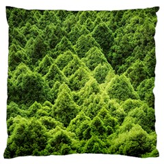 Green Pine Forest Large Premium Plush Fleece Cushion Case (two Sides) by Ravend