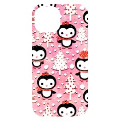 Cute Penguin Pattern Iphone 15 Black Uv Print Pc Hardshell Case by Loisa77