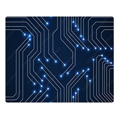 Seamless Pattern Of Glowing Circuit Board Neon Technology Premium Plush Fleece Blanket (large) by Loisa77