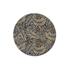 Brown Vintage Background Vintage Floral Pattern Rubber Coaster (round) by Ndabl3x