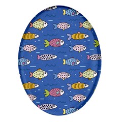 Sea Fish Blue Submarine Animals Oval Glass Fridge Magnet (4 Pack)