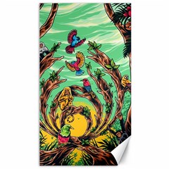 Monkey Tiger Bird Parrot Forest Jungle Style Canvas 40  X 72  by Grandong