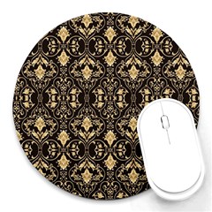 Vintage Batik Art Architecture Pattern Round Mousepad by Ravend