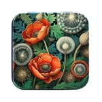 Flower Poppies Square Metal Box (Black) Front