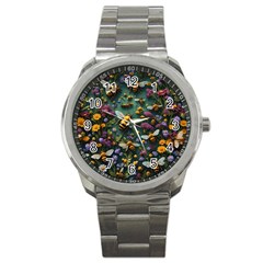 Bees Colony Flowers Sport Metal Watch by Loisa77