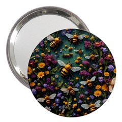 Bees Colony Flowers 3  Handbag Mirrors by Loisa77