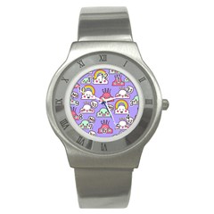 Cloud Seamless Pattern Stainless Steel Watch by Apen