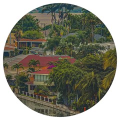 Samborondon District Aerial View Shot, Guayas, Ecuador Round Trivet by dflcprintsclothing