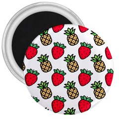 Strawberries Pineapples Fruits 3  Magnets by Loisa77