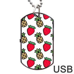 Strawberries Pineapples Fruits Dog Tag Usb Flash (one Side) by Loisa77