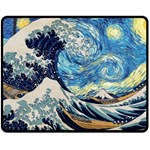 The Great Wave Of Kanagawa Painting Two Sides Fleece Blanket (Medium) 58.8 x47.4  Blanket Back