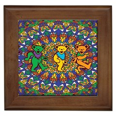 Dead Dancing Bears Grateful Dead Pattern Framed Tile by Grandong