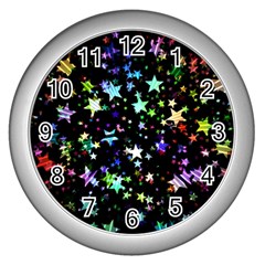 Christmas-star-gloss-lights-light Wall Clock (silver) by Grandong